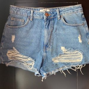 High rise jean shorts